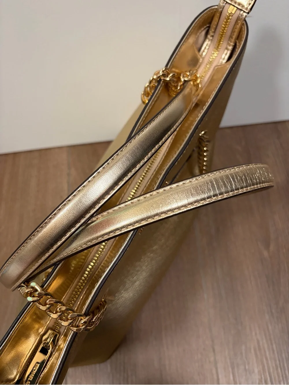 Michael Kors Gold Leather Tote Bag